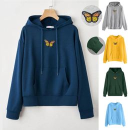 Women's Hoodies & Sweatshirts Women Butterfly Sweatshirt Long Sleeve Pocket Pullover Hoodie Tunic Top Blouse Arrival 2021 Ruffle Sweatershir