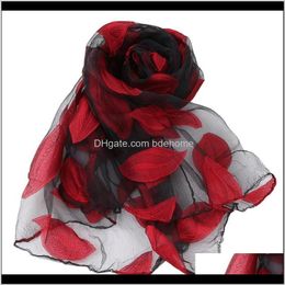 Hats, & Gloves Fashion Aessories Drop Delivery 2021 Womens Scarf Leaves And Flower Pattern Long Shawl Scarves Spring Autumn High-Quality Lady