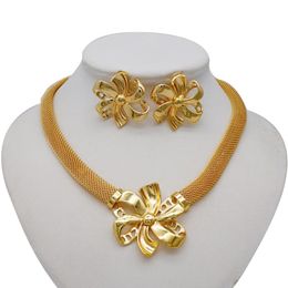 Earrings & Necklace High Quality Dubai Gold Colour Jewellery Set For Women African Beads Jewlery Fashion Earring Jewellery
