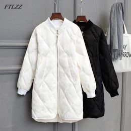 Winter Long Down Jackets Womens Ultra Light White Duck Coat Oversize Puffer Jacket Slim Autumn Parkas 210423