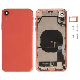 Full Housing For iPhone XR Back Glass Middle Frame Chassis Housing Assembly Battery Cover Door With Flex Cable Parts