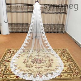 Veu de noiva longo Lace Appliques One Layers 3M 4M 5MLong Veils Wedding Veils With Comb Wedding Accessories Bridal Veils X0726