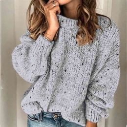 Foridol casual oversized grey knitted sweater women basic autumn winter long sleeve jumpers pull femme vintage jumper 210415