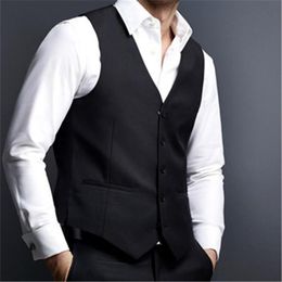 Men's Vests Classic Black Men Vest Wedding Waistcoat Mens Slim Fit Fashion British Style Costume Made