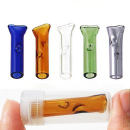 Cute Mini Small Mouth Holder Glass Pipes 1.4 inch Tobacco Cigarette Philtre Smoking Tips With Flat Round 36mm Length Pyrex Glass Tube for Rolling Papers Smokers Gift
