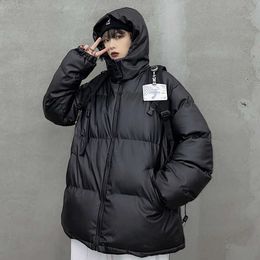 Cotton Women Winter Black Jacket Stand Collar Solid White Female Down Coat Loose Oversized 210531