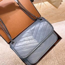 Designer Tote Handbags Women Messenger Shopping ysllyBag Oil Wax Folds Cowhide Black Baby Shoulder Crossbody Bags Chain Flap Purse