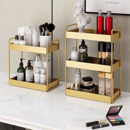 Large Capacity Double Layers Sundries Storage Rack Cosmetic Organiser Box Perfume Display Shelf Kitchen Bathroom Jewellery Stand 211102