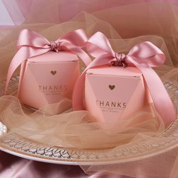 Creative Candy Box Wedding Favor Gift Wrap Packaging Ribbon Chocolate Cookie Pink Bags Baby Shower Festive Birthday Party Supplies