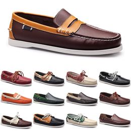HBP Non-Brand men casual shoes loafers fabric leather sneakers bottom low cut classic triple brown orange dress shoe mens trainer