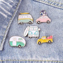 Hot selling jewelry brooch cartoon cute car series alloy paint badge anti light buckle