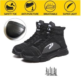 All Seasons Breathable Steel Toe Cap Safety Shoes Large Size High-top Puncture-proof Work 211217