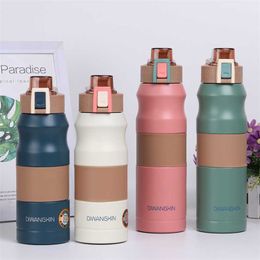 500/680ML Double Stainless Steel Insulated Bottle Water Thermos Sport Thermal Cup Coffee Tea Milk Travel Drink Mug Cycling Flask 211013