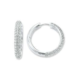 -Boucles d'oreilles Créole articulées pour femmes Hommes Blanc Cubic Zirconie ronde Silver Mode Bon Bijoux Cadeaux Huggie