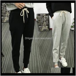 Capris Womens Clothing Apparel Drop Delivery 2021 Women Soft Cotton Joggers With Solid Girls Sweatpants Pullon Sport Pants Elastic Dstring Wa