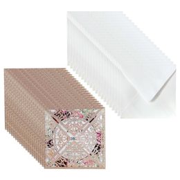 Greeting Cards 20pcs Glitter Hollow Wedding Invitations Card Envelopes Set