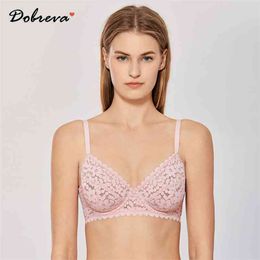 DOBREVA Women's Plus Size Minimizer Sexy Lace Bra Full Coverage Underwire Unlined Bralette 210728