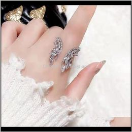 Wedding Drop Delivery 2021 Womens Butterfly Wings Ring With Zircon Stone Open Adjustable Charm Rings Finger Jewellery Accessories N2Svy