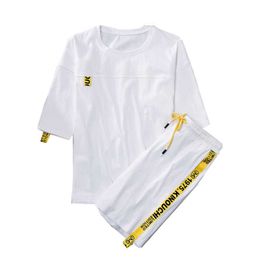 Sweatsuit Men's Tracksuit Summer Men Set Short Sleeve T Shirts Hip Hop Tops+ Shorts Suit Sportswear Set Men Clothing Male Sets T200507