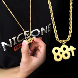 Chains Stainless Steel Hip Hop Gold 88 Rising Rich Brian Pendant Necklace Street Dance Gift For Him With Rope Chain282t