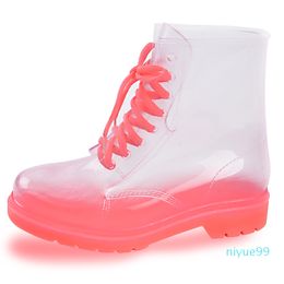 New Arrival 6 Colours Transparent Rain Boots Women Waterproof Martin Boots Water Jelly Shoes Botas Feminina