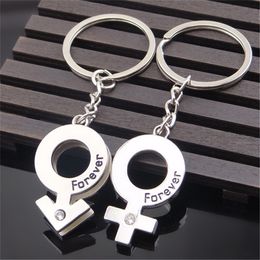 1 Pair Couple Keychain Gender Code Keyring Lovers Keyfob Souvenirs Valentines Day Jewelry Gifts