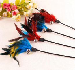 Bell feathers Pet tease cat and stick Colour interactive teasing cat toys Fishes deity to amuse the cat pole