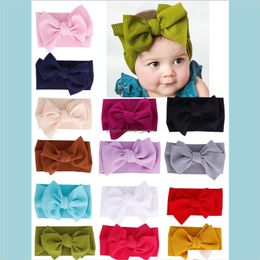 14Color Fit All Baby Large Girls Headband 7Inch Big Bowknot Headwrap Kids For Hair Cotton Wide Head Turban Infant Born Lbhxb Headbands Ocavi