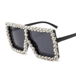 Square Oversized Sunglasses Fashion Shades Colorful Rhinestone Full Women Big Frame Vintage Glasses Women