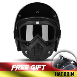 Motorcycle scooter MTB ATV Dirt bike 3/4 Helmets With Skull Cool Goggles Personalized vintage for universal motorcycle Helmet