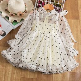 Girl's Dresses Girls Spring Tulle Chiffon Dress Summer Kids Puff Full Sleeve Tutu Polka Dot Party Princess Costume Children Clothing