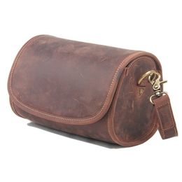 Crossbody bag Vintage small Men Crazy hosre Shoulder Genuine Leather Messenger Bag Leisure Brown M174