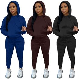 Jogging suit Women tracksuits Fall winter sweatsuits long sleeve outfits hooded hoodie+joggers sweatpants two Piece Set Plus size 2XL Casual letters suits 6814