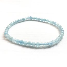 MG0103 Wholesale AA Grade Aquamarine Bracelet 4 mm Mini Gemstone Bracelet Natural Stone Yoga Mala Bracelet Energy Jewelry