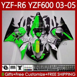 Bodywork Kit For YAMAHA YZF R6 600CC YZF600 YZF-R6 Black green 2003-2005 Cowling 95No.198 YZF R 6 600 CC 2003 2004 2005 Body YZF-600 YZFR6 03 04 05 Motorcycle Fairing