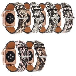 Genuine Leather Python Pattern Wrist Band Smart Strap for Apple Watch Series 6 5 4 3 2 1 SE