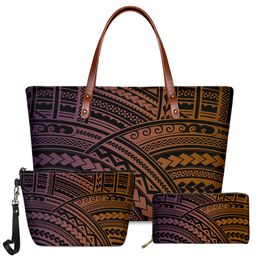 Tribal Bags Soft Neoprene Handbag Set Printed Customised Polynian Ladi Hawaii Purs And Fashion Handbags Cosmetic Bag Women