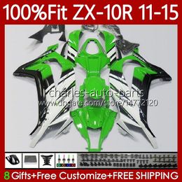 Injection mold For KAWASAKI Body NINJA ZX 10R 1000CC 10 R 2011-2015 101No.6 ZX-10R ZX1000 C ZX10R 11 12 13 14 15 ZX-1000 2011 2012 2013 2014 2015 OEM Fairing green white blk