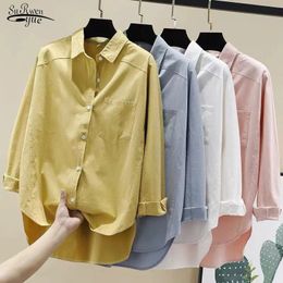 Korean Style Autumn Blouse for Women Long Sleeve Vintage Solid Shirts Plus Size Cardigan Ladies Tops Clothes 8894 50 210508