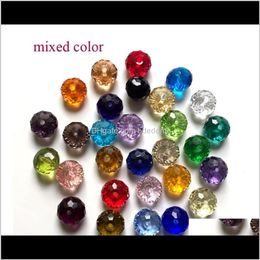 Crimp End Findings & Components Drop Delivery 2021 Wholesale 100/Bag Multicolor Crystal Glass Loose Flat Cut Abacus Beads Diy Aessories Handm