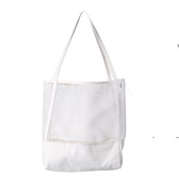 new Home Storage Bags Reusable Shopping bag Fruit Vegetables Grocery Shopper Housekeeping Canvas polyester mesh tote EWD7672