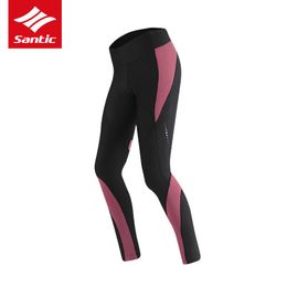 Racing Pants Santic Women Winter Cycling Warm MTB Bike Pro Fit 4D Padding Reflective Comfortable Sportswear Trousers