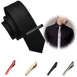 1PC 60mm*6mm Men Stainless Steel Clip Bar Brooch Clasp Chic Fashion Solid Color Slim Collar Useful Neck Tie Pin