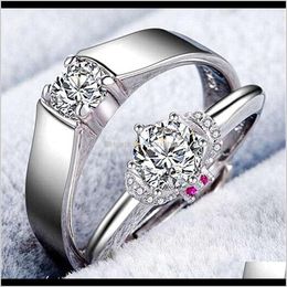 Cluster Rings Jewellery Drop Delivery 2021 Korean Couples Live Marriage Diamond Ring For Men And Women Mzqiy