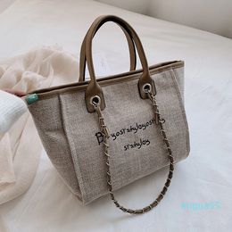 shoulder crossbody tote chain bags luxury high quality large Capacity purse women linen fashion designer girl shopping bag