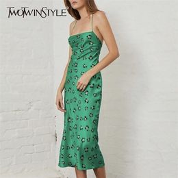 Sexy Sleeveless Print Women Dress Off Shoulder Backless Bandage Slim Midi Dresses Female Fashion Summer 210520