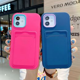 Factory price Two-in-one liquid TPU plus PC thickened cell phone cases for iPhone 11 12 Pro Max mini 7P 8P X XS XR anti-drop card can be inserted