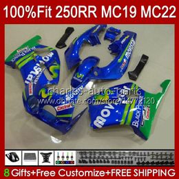 Injection Mould Fairings For HONDA CBR 250RR 250 RR CC 250R CBR 250CC 1988-1989 Bodys 112HC.135 CBR250 RR CC 1988 1989 MC19 88-89 CBR250RR 88 89 OEM Full Kit Movistar Blue