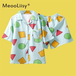 MeooLiisy Pijama Women's Pyjamas for Woman Summer Sleepwear Suits with Shorts Pyjama Set Home Clothes Pyjamas 210809