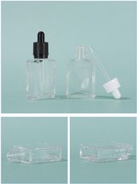 400Pcs Lot 30ml Glass Serum Bottle Transparent Cosmetic Essential Oil Packaging Dropper Container with Safe Tamper Lids